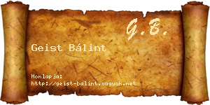 Geist Bálint névjegykártya